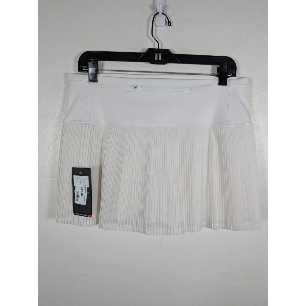 IBKUL Skort Women's‎ Large White Pleated Lined Mesh UPF 50+ Tennis Golf Skirt
